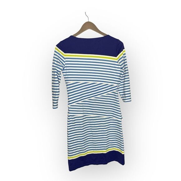 J. McLaughlin Blue White Green Striped Tiered Dress Size XS - Picture 2 of 4